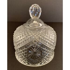 Vintage Heavy Pressed Glass Butter Cover Lid Dome 3 3/4"d x 4 3/4"h